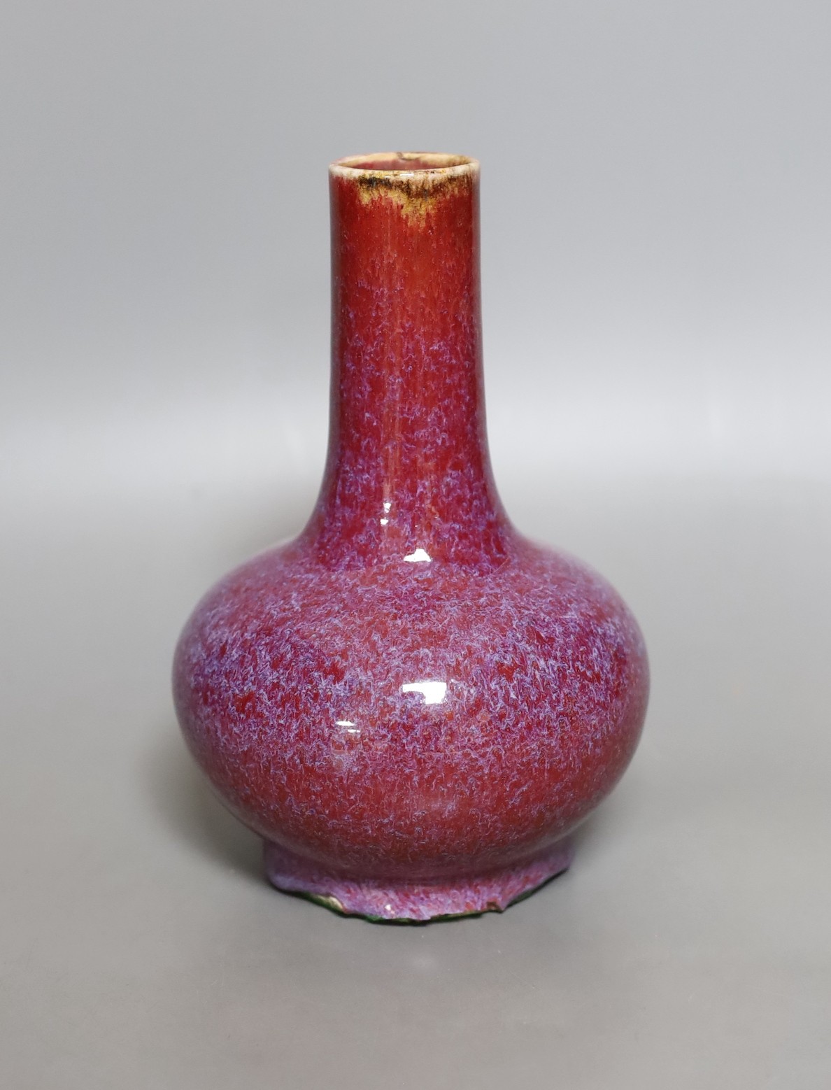 A Chinese crimson-glazed bottle vase 18cm